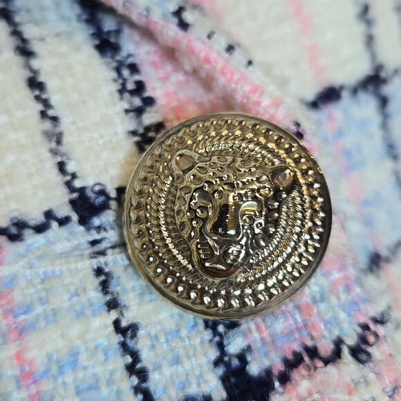 River Island Tweed Cropped Blazer jacket Size 10 Clueless Light Academia Preppy - Picture 6 of 14